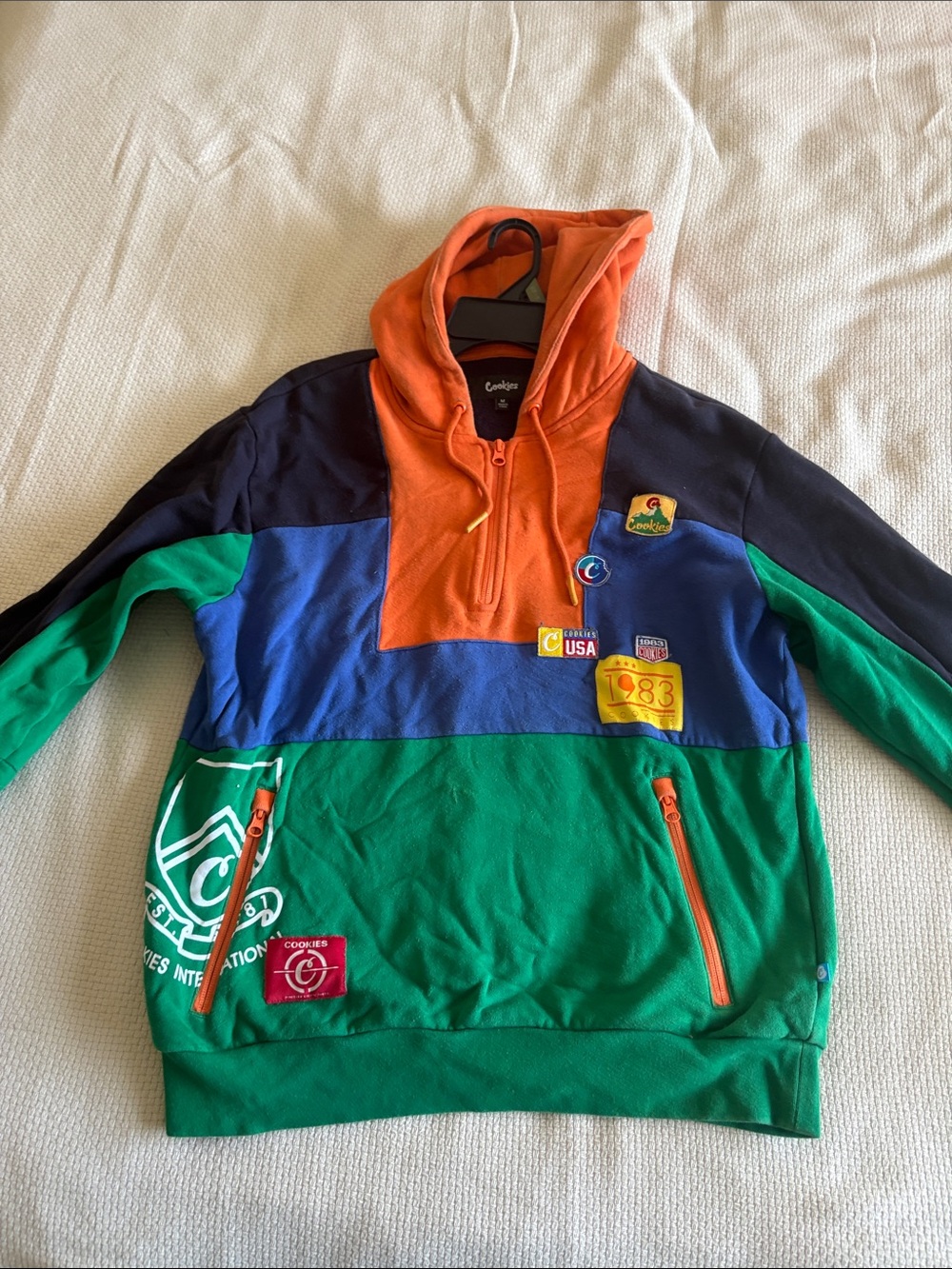 Cookies Colorblock Zip-Up Hoodie - Green/Blue/Orange